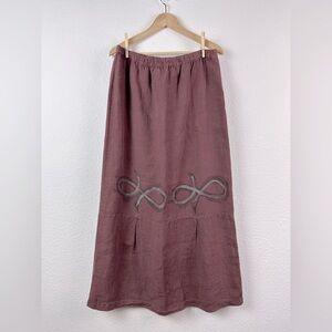 Vintage Blue Fish Hand Painted 100% Hemp Long Skirt